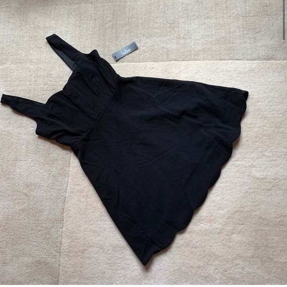 NWT Lulu's Hearts Scalloped Black Stretch Knit Sleeveless Skater Date Sexy Dress - Picture 3 of 6